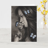 Blue Butterflies Wenskaart Kaart (Gele Bloem)