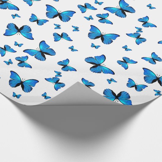 Blue butterflips cadeaupapier (Hoek)