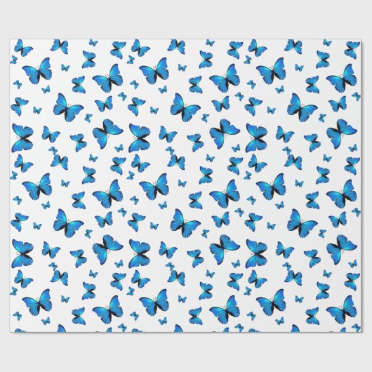 Blue butterflips cadeaupapier (Vlak)