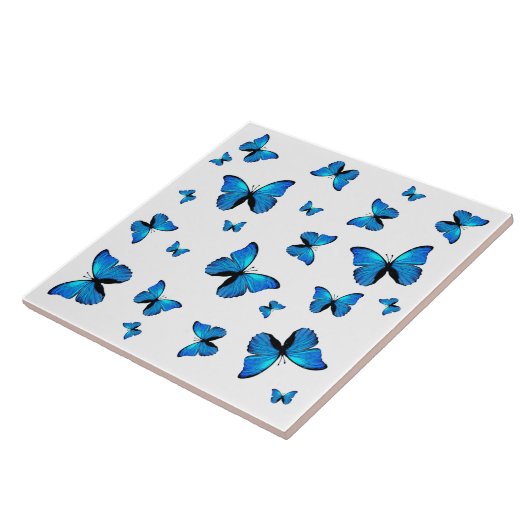 Blue butterflips tegeltje (Zijkant)