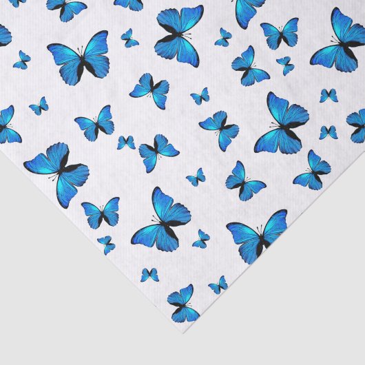 Blue butterflips tissuepapier (Detail)