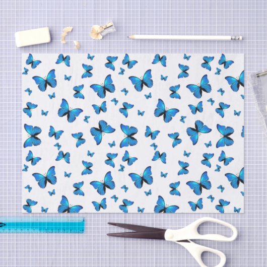 Blue butterflips tissuepapier (Craft)
