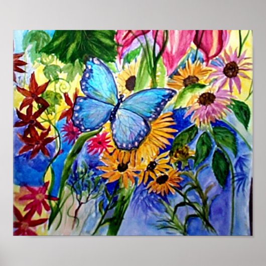 Blue Butterflly's Garden Poster (Voorkant)