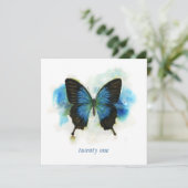 Blue Butterfly 21st Birthday Invitation Kaart (Staand voorkant)