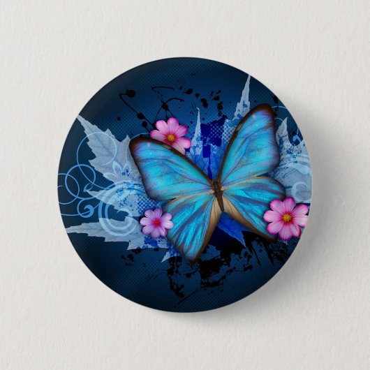 Blue-Butterfly-Abstract.jpg Ronde Button 5,7 Cm (Voorkant)