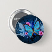 Blue-Butterfly-Abstract.jpg Ronde Button 5,7 Cm (Voorkant /achterkant)