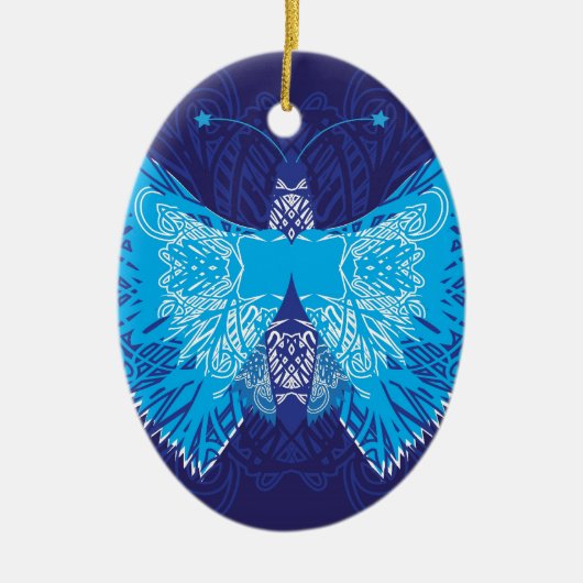 Blue Butterfly Abstract Keramisch Ornament (Voorkant)
