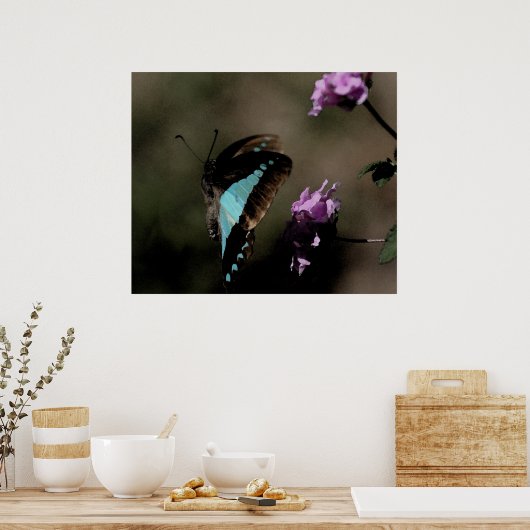 Blue Butterfly Abstract Poster (Keuken)