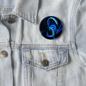 Blue Butterfly Abstract Ronde Button 5,7 Cm (In situ)