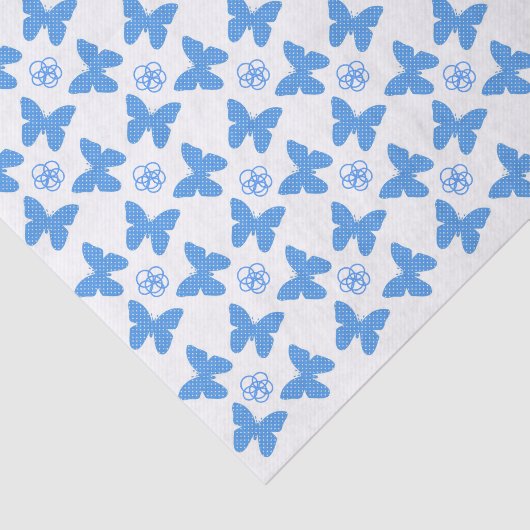 Blue Butterfly and Flower Custom Text Tissuepapier (Detail)