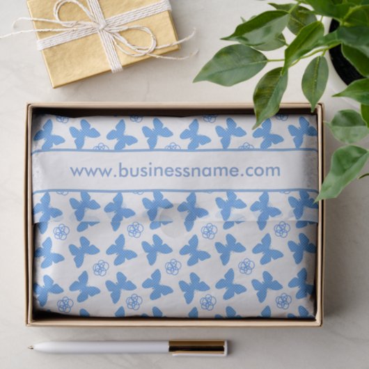 Blue Butterfly and Flower Custom Text Tissuepapier (Geschenk)