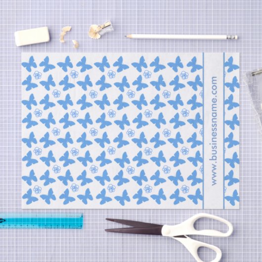 Blue Butterfly and Flower Custom Text Tissuepapier (Craft)