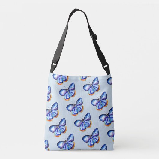 Blue Butterfly Art Canvas tas (Achterkant)