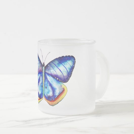 Blue Butterfly Art Frosted Glass Mok (Voorkant rechts)