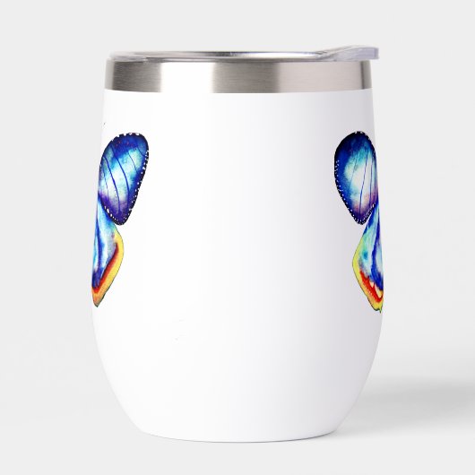 Blue Butterfly Art Frosted Glass Mug (Links)