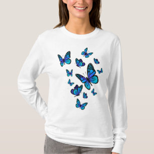 Blue Butterfly Art Garden Beauful Butterflies T-shirt
