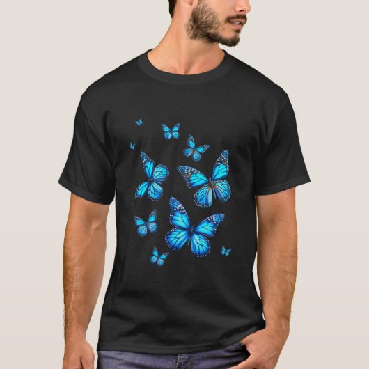 Blue Butterfly Art Garden Beauful Butterflies T-shirt (Voorkant)