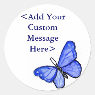 Blue Butterfly Art Label Stickers