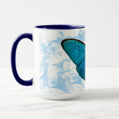 Blue Butterfly Art over Pop Art Pattern Mok Cup (Links)