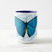 Blue Butterfly Art over Pop Art Pattern Mok Cup (Midden)
