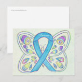 Blue Butterfly Awareness Ribbon Custom Briefkaart (Voorkant / Achterkant)