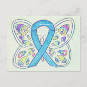 Blue Butterfly Awareness Ribbon Custom Briefkaart