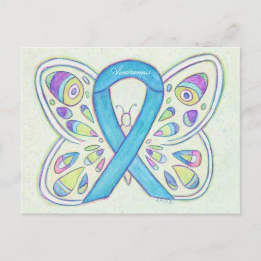 Blue Butterfly Awareness Ribbon Custom Briefkaart (Voorkant)