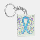 Blue Butterfly Awareness Ribbon Custom Sleutelhang Sleutelhanger (Voorkant Links)