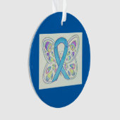 Blue Butterfly Awareness Ribbon-kerstversiering Ornament (voorkant)