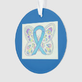 Blue Butterfly Awareness Ribbon-kerstversiering Ornament (voorkant)