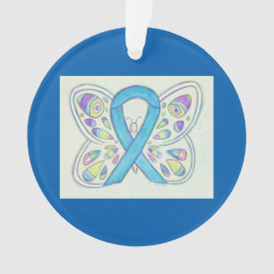Blue Butterfly Awareness Ribbon-kerstversiering Ornament