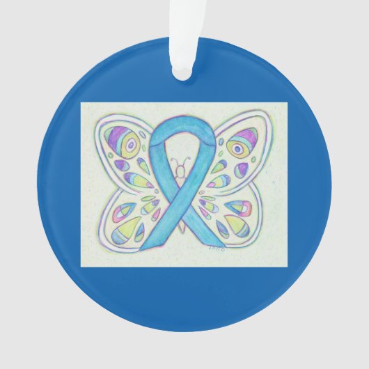 Blue Butterfly Awareness Ribbon-kerstversiering Ornament (voorkant)