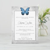 Blue Butterfly Baby shower Invitation Kaart (Staand voorkant)