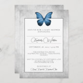 Blue Butterfly Baby shower Invitation Kaart (Voorkant / Achterkant)