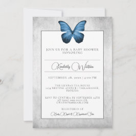 Blue Butterfly Baby shower Invitation Kaart