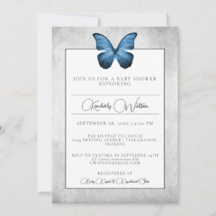 Blue Butterfly Baby shower Invitation Kaart