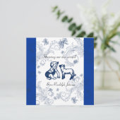 Blue Butterfly Baby shower-uitnodiging Kaart (Staand voorkant)