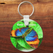 Blue Butterfly Believe Inspirerend Sleutelhanger (Voorkant)