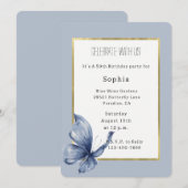 Blue Butterfly Birthday Kaart (Voorkant / Achterkant)