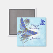 Blue Butterfly Birthday Magnet (Voorkant / Achterkant)