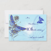 Blue Butterfly Birthday RSVP Invitation Kaart (Voorkant)