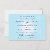 Blue Butterfly Birthday RSVP Invitation Kaart (Achterkant)