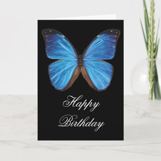 Blue Butterfly Birthday Wenskaart Kaart (Voorkant)