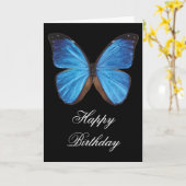 Blue Butterfly Birthday Wenskaart Kaart (Gele Bloem)