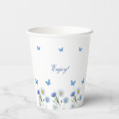 Blue Butterfly Boho Floral Wildflower Baby shower Papieren Bekers (Achterkant)
