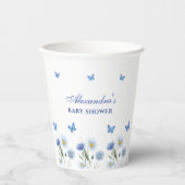Blue Butterfly Boho Floral Wildflower Baby shower Papieren Bekers (Voorkant)