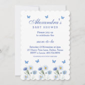 Blue Butterfly Boho Wildflower Baby shower Kaart (Voorkant)