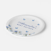 Blue Butterfly Boho Wildflower Baby shower Papieren Bordje (Gekanteld)