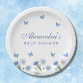 Blue Butterfly Boho Wildflower Baby shower Papieren Bordje