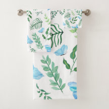 Blue Butterfly Botanical Greenery Waterverf